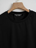 Unisex Oversize Bisiklet Yaka Billionaire Baskılı Basic T-Shirt - SİYAH