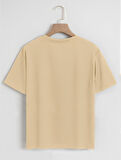 Unisex Oversize Bisiklet Yaka Are You Ok Honey Baskılı Basic T-Shirt - BEJ