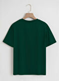 Unisex Oversize Bisiklet Yaka Are You Ok Honey Baskılı Basic T-Shirt - KOYU YEŞİL