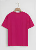Unisex Oversize Bisiklet Yaka Colorful Hair Baskılı Basic T-Shirt - FUŞYA
