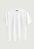 Unisex Bisiklet Yaka %100 Organik Pamuklu Kalın Dokulu Düz Oversize T-shirt - BEYAZ
