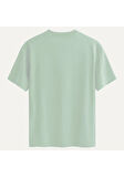 Unisex Bisiklet Yaka %100 Organik Pamuklu Kalın Dokulu California Baskılı Oversize T-shirt - BEJ