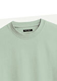 Unisex Bisiklet Yaka %100 Organik Pamuklu Kalın Dokulu California Baskılı Oversize T-shirt - BEJ
