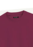 Unisex Bisiklet Yaka %100 Organik Pamuklu Kalın Dokulu Earth Baskılı Oversize T-shirt - BORDO
