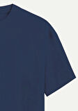 Unisex Bisiklet Yaka %100 Organik Pamuklu Kalın Dokulu Porsche 911 Baskılı Oversize T-shirt - LACİVERT