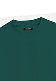 Unisex Bisiklet Yaka %100 Organik Pamuklu Kalın Dokulu Rose Baskılı Oversize T-shirt - KOYU YEŞİL