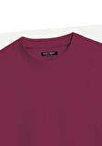 Unisex Bisiklet Yaka %100 Organik Pamuklu Kalın Dokulu Sally Baskılı Oversize T-shirt - BORDO