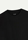 Unisex Bisiklet Yaka %100 Organik Pamuklu Kalın Dokulu Skull Baskılı Oversize T-shirt - SİYAH