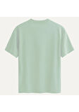 Unisex Bisiklet Yaka %100 Organik Pamuklu Kalın Dokulu Skull Baskılı Oversize T-shirt - BEJ