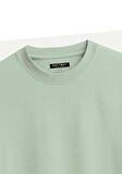 Unisex Bisiklet Yaka %100 Organik Pamuklu Kalın Dokulu Skull Baskılı Oversize T-shirt - BEJ
