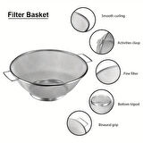 Paslanmaz Çelik Kulplu Tel Çok Amaçlı Makarna Un Meyve Sebze Süzgeçi 20 Cm