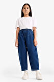 Kız Çocuk Balloon Fit Geniş Paça Jean Pantolon