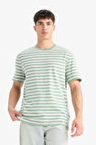 DeFacto %100 Pamuk Regular Fit Bisiklet Yaka Kısa Kollu Çizgili Tişört E2637AX25SMGN1265