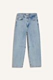 Barrel Fit Normal Bel Bilek Boy Jean Yıkamalı Pantolon