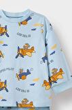 Erkek Bebek 4'lü Pijama Takımı Uçak Baskılı Uzun Kollu Penye Üst Uzun Alt
