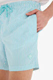 Çizgili File Astarlı Kısa Boy Deniz Şortu