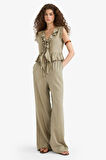 Wide Leg Çift Cepli Normal Bel Standart Boy Pantolon