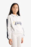 Kız Çocuk NBA Los Angeles Lakers Relax Fit Polo Yaka Sweatshirt