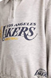 Kız Çocuk NBA Los Angeles Lakers Relax Fit Polo Yaka Sweatshirt