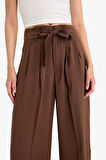 Wide Leg Cep Detaylı Paperbag Bel Düz Paça Uzun Boy Modal Pantolon