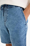 Regular Fit Beli Lastikli Rahat Kalıp Jean Bermuda