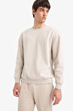 	Boxy Fit Bisiklet Yaka Basic Düz Pike Sweatshirt