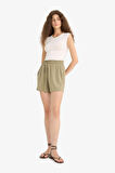 Normal Esnek Belli Cepli Krinkıl Viskon Şort
