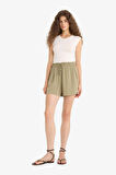 Normal Esnek Belli Cepli Krinkıl Viskon Şort