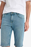 Slim Fit Dar Kesim Jean Bermuda Şort