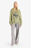 Overshirt Fit Kapüşonlu Baskılı Sweatshirt