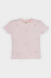 DeFacto Kız Bebek Bisiklet Yaka Kalp Desenli Fitilli Kaşkorse Kısa Kollu Tişört F3692A525SMPN648