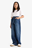Kız Çocuk Wide Baggy Fit Beli Lastikli Jean Pantolon