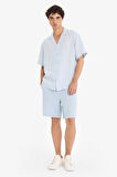 %100 Keten Relax Fit Bermuda Şort