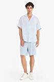%100 Keten Relax Fit Bermuda Şort