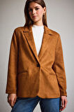 Oversize Geniş Kalıp Ceket Yaka Süet Blazer Ceket