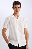 Modern Fit Yazlık Polo Yaka Basic Düz Kısa Kollu Gömlek