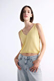 DeFacto V Yaka Crop Askılı Bluz F7499AX25SMYL501