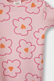 Kız Bebek Bisiklet Yaka Çiçek Desenli Fitilli Kaşkorse Kısa Kollu Tişört 