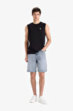 %100 Pamuk Straight Fit Jean Bermuda Şort
