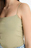 Fitted Basic Düz Askılı Beyaz Atlet