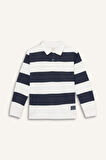 Erkek Çocuk Polo Yaka Çizgili Sweatshirt