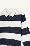 Erkek Çocuk Polo Yaka Çizgili Sweatshirt