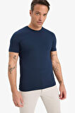 DeFacto Slim Fit Dar Kesim Bisiklet Yaka Esnek Kumaş Kısa Kollu Tişört E2635AX25SMNV135