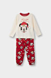 Kız Bebek Disney Mickey & Minnie Yılbaşı Temalı Pijama Takımı Uzun Kollu Üst Uzun Alt