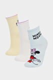 Kız Çocuk Disney Mickey & Minnie 3'lü Pamuklu Uzun Çorap