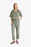 DeFacto Loose Fit Ceket Yaka Modal Kısa Kollu Gömlek F0399AX25SPGN460