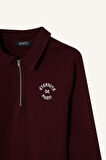 Regular Fit Polo Yaka Nakışlı Sweatshirt Kumaşı Sweatshirt Tunik