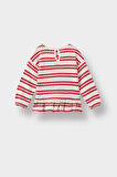 Kız Bebek Bisiklet Yaka Çizgili Sweatshirt