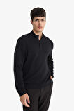 Regular Fit Dik Yaka Yarım Fermuarlı Sweatshirt