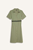 Gömlek Yaka Poplin Kısa Kollu Elbise